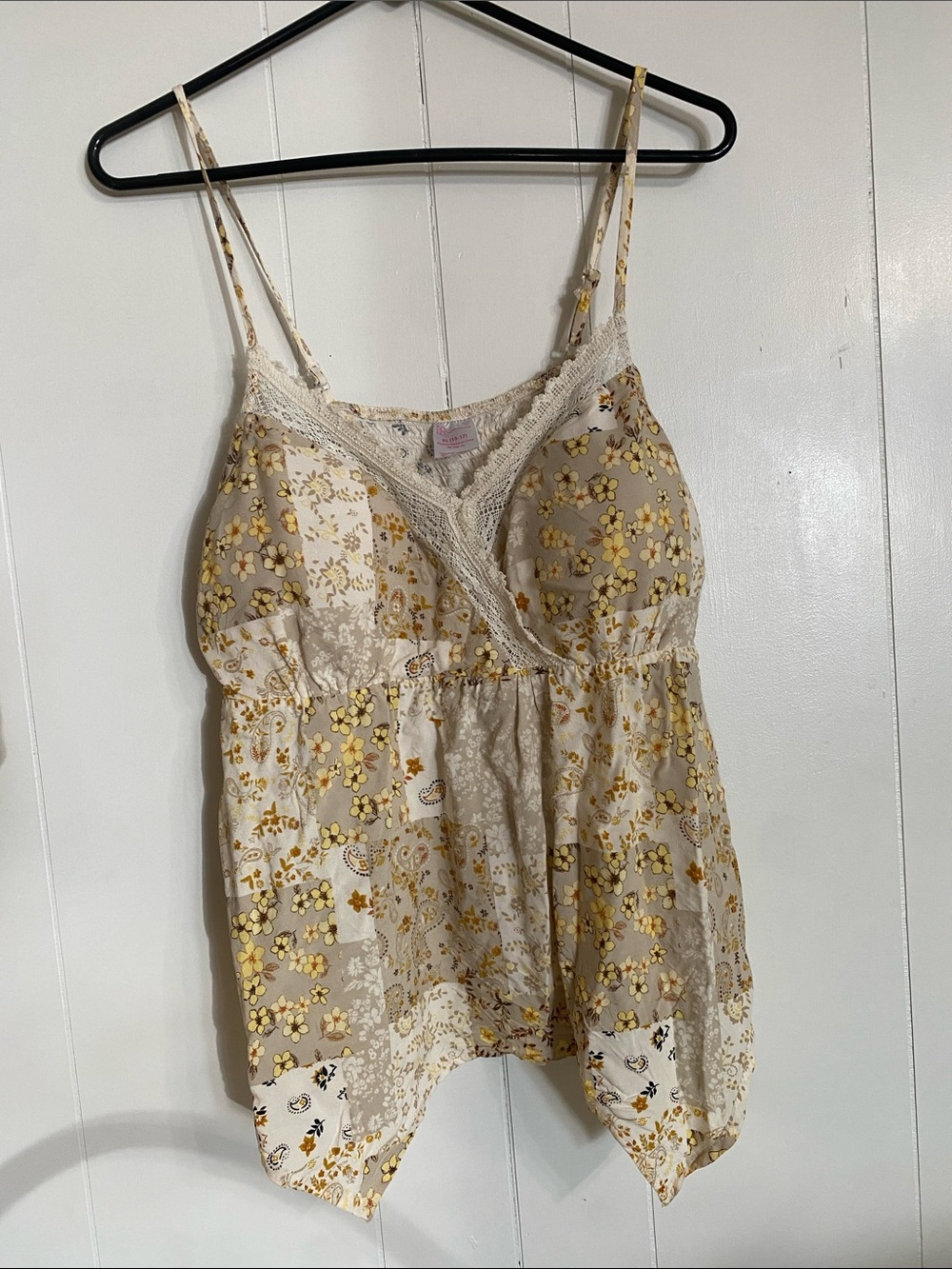 No Boundaries Cream and Yellow Floral Lace-Trim Cami